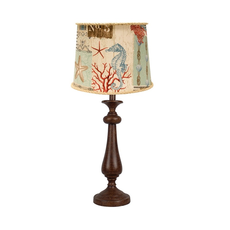 Brown Candlestick Ocean Postcard Table Lamp By Homeroots