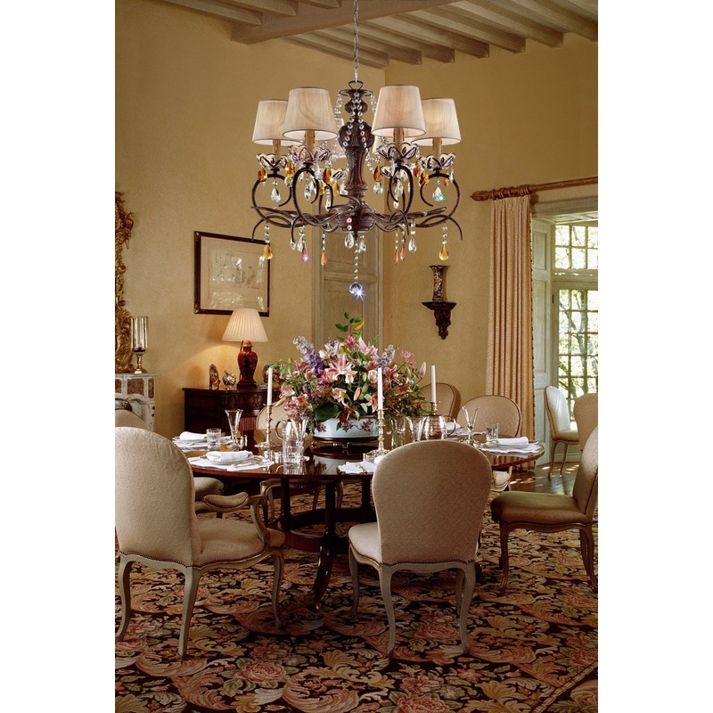 Burnished Bronze Hanging Ceiling Lamp with Clear and Amber Crystals By Homeroots