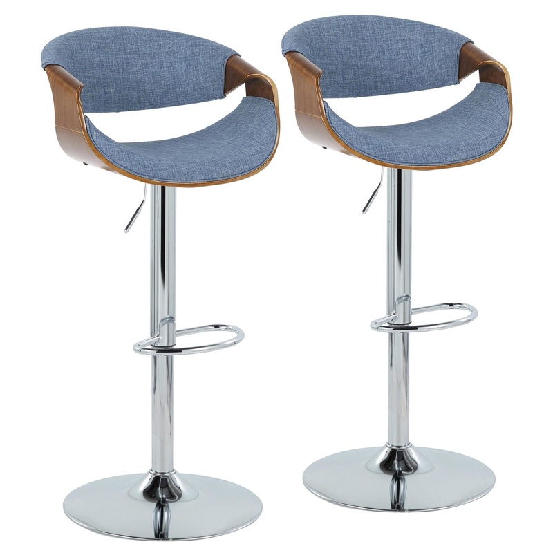 Curvo Adjustable Barstool - Set of 2 Blue By LumiSource