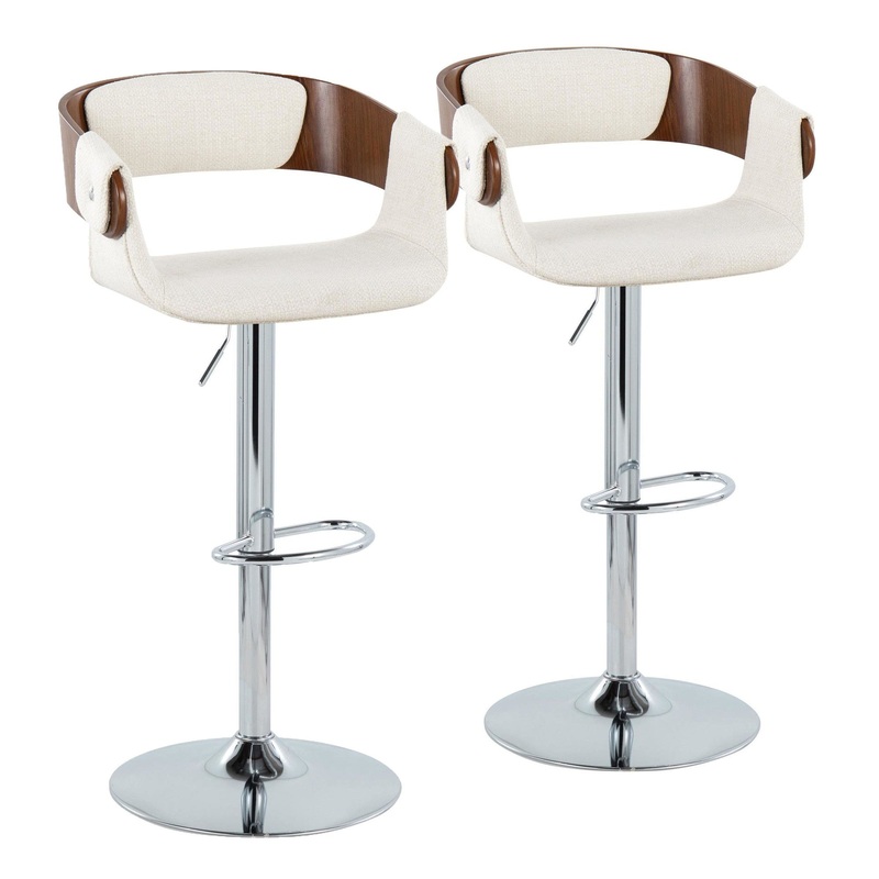Elisa Adjustable Barstool - Set of 2 Cream By LumiSource