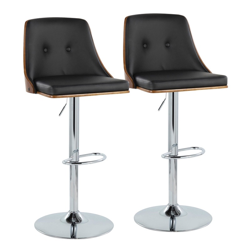Gianna Adjustable Barstool - Set of 2 Black By LumiSource