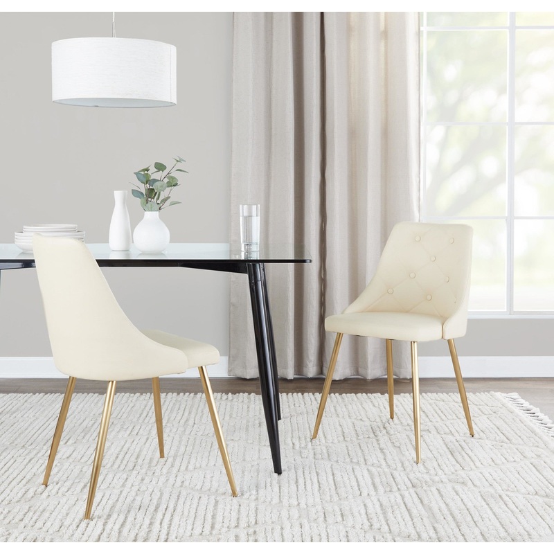 Giovanni Chair - Set of 2 Gold Metal, Cream PU By LumiSource