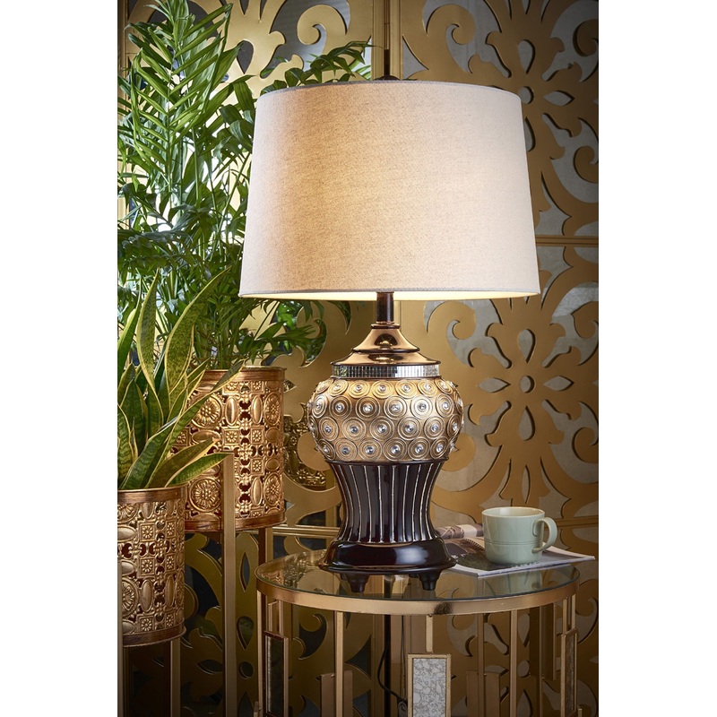 Glitzy Gold Bejeweled Table Lamp By Homeroots