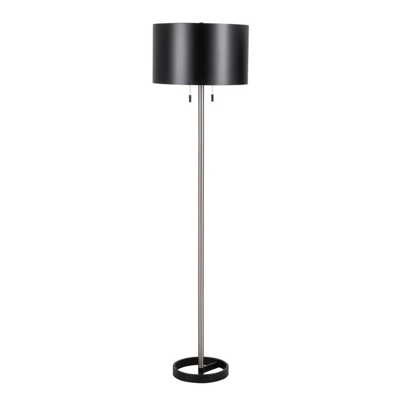 Hilton Floor Lamp Nickel, Black Metal By LumiSource