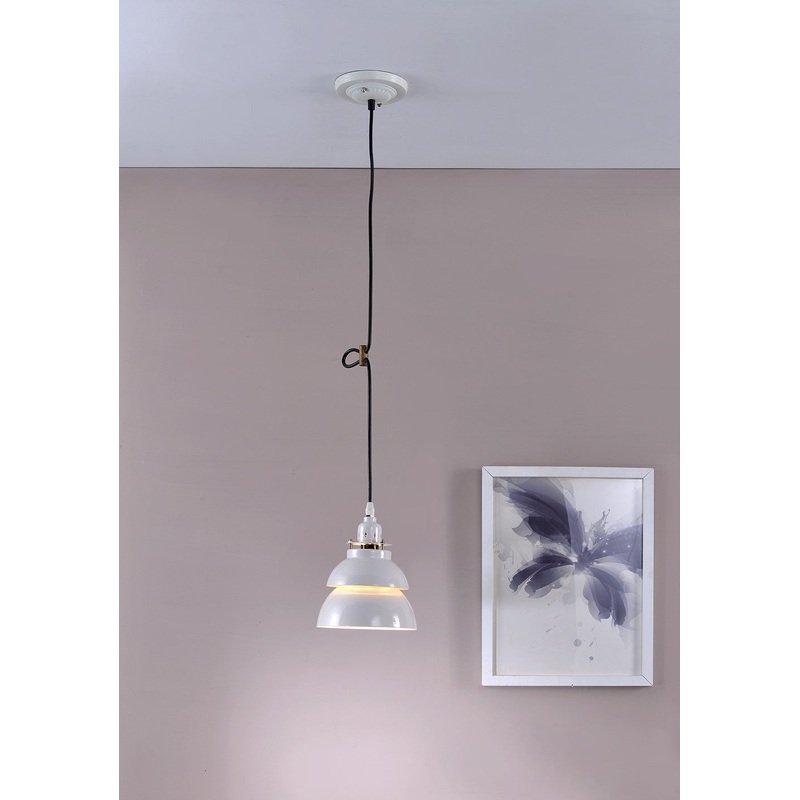 Industrial Two Tier White Metal Hanging Light By Homeroots