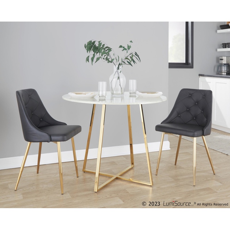 Marche Chair - Set of 2 Gold Metal, Black PU By LumiSource