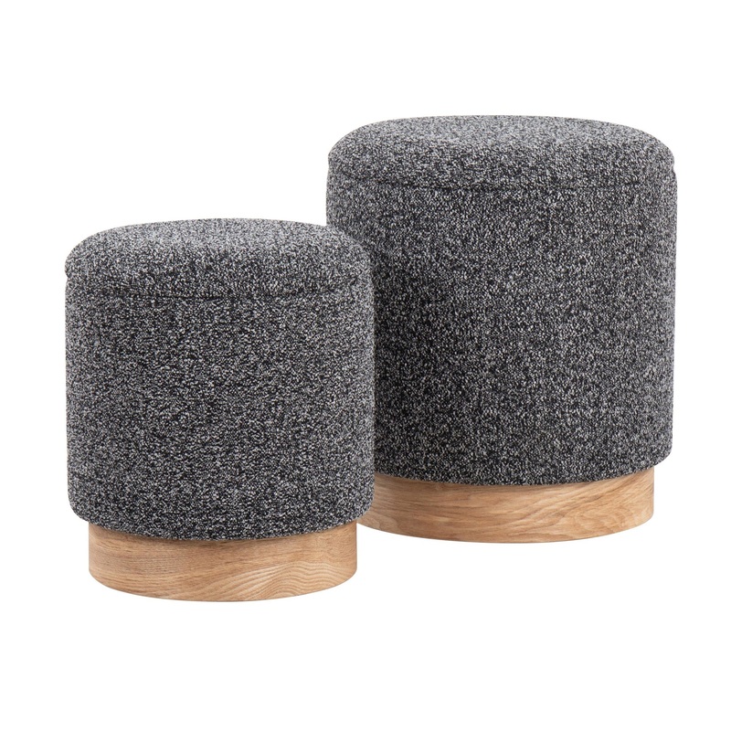 Marla Nesting Ottoman Set Black By LumiSource