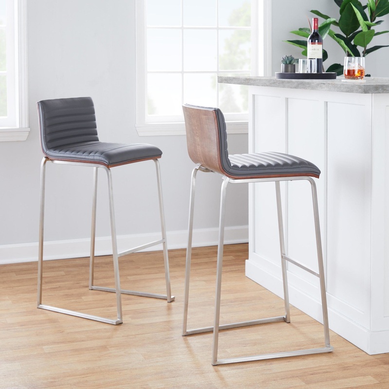 Mason Mara 30" Fixed-Height Barstool - Set of 2 Gray By LumiSource
