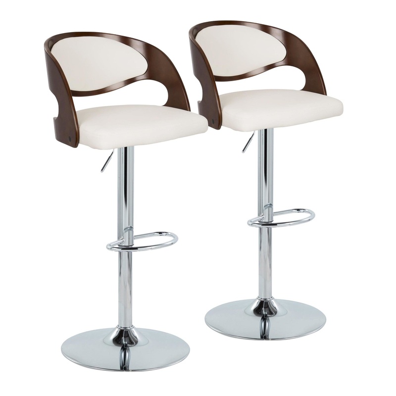 Pino Adjustable Barstool - Set of 2 Cherry White PU By LumiSource