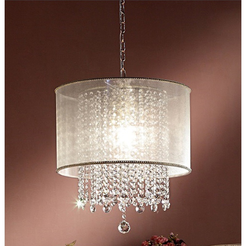 Primo Gold Finish Ceiling Lamp with Crystal Accents and White Shade By Homeroots