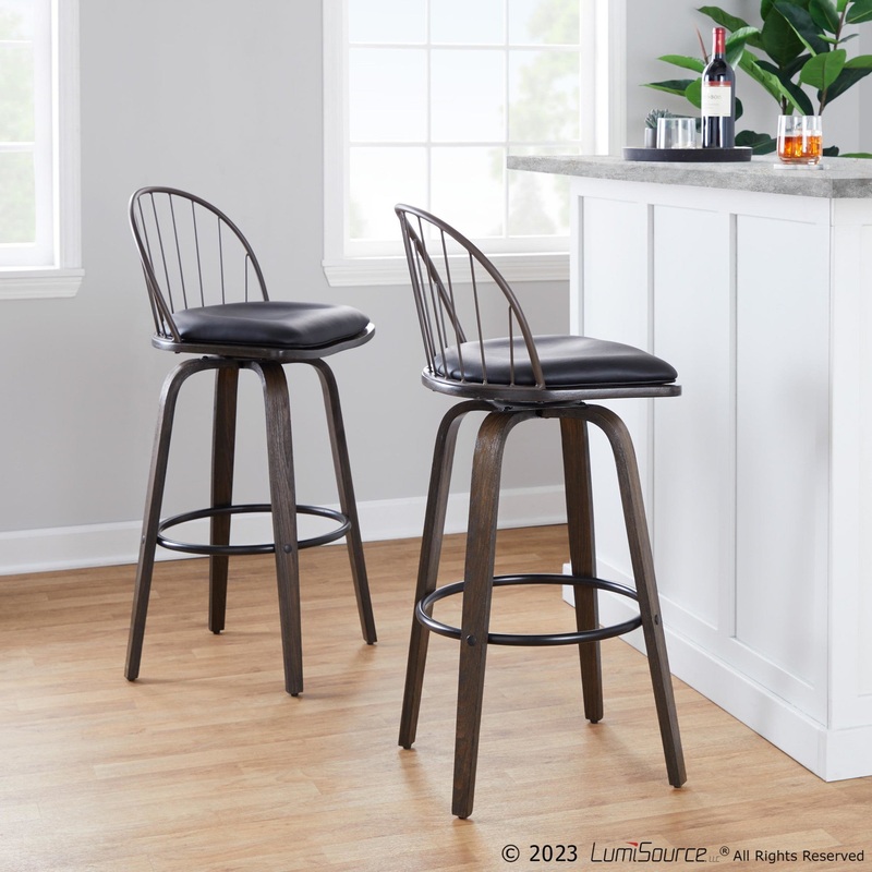 Riley 30" Fixed-Height Barstool - Set of 2 Brown By LumiSource