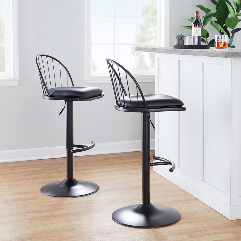 Riley Adjustable Barstool - Set of 2 Black By LumiSource