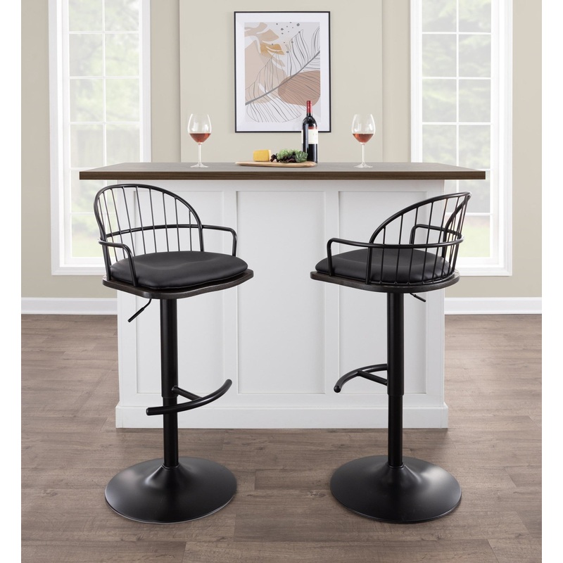 Riley Adjustable Barstool with Arms - Set of 2 By LumiSource