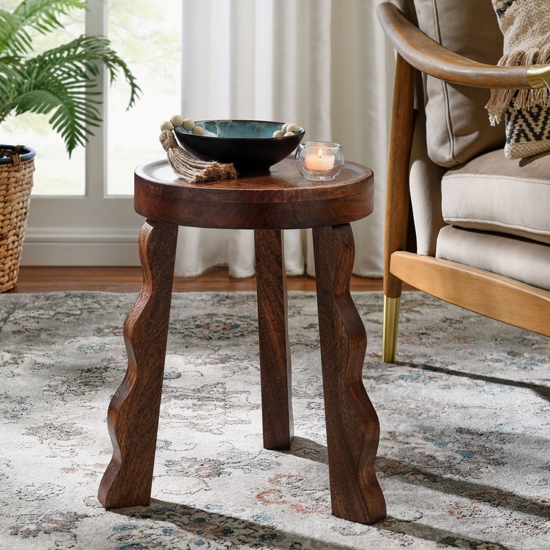 Sorrel Carved Wood Stool by Modway