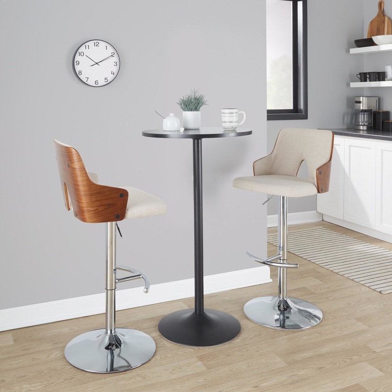 Stella Adjustable Barstool - Set of 2 Beige By LumiSource