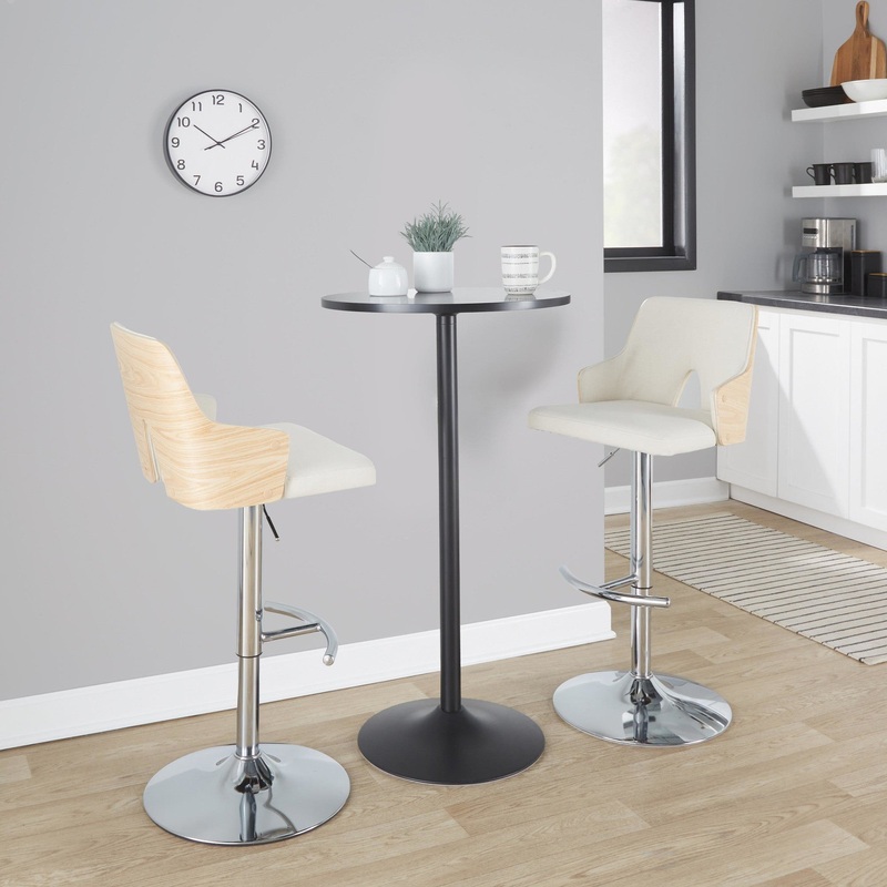 Stella Adjustable Barstool - Set of 2 Cream By LumiSource