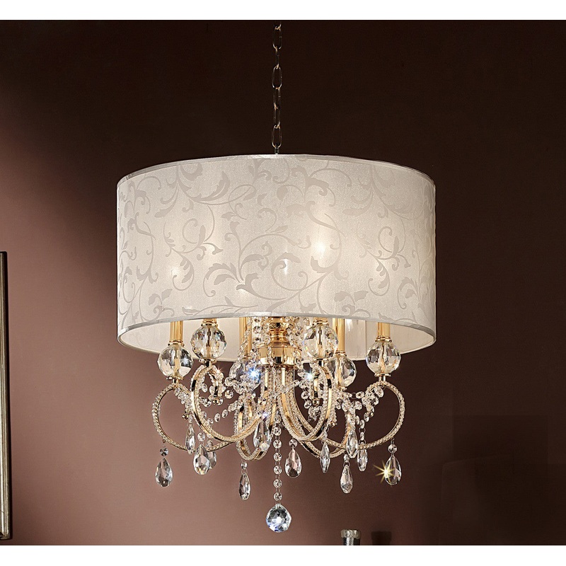 Stunning Brass Gold Finish Ceiling Lamp with Crystal Accents By Homeroots