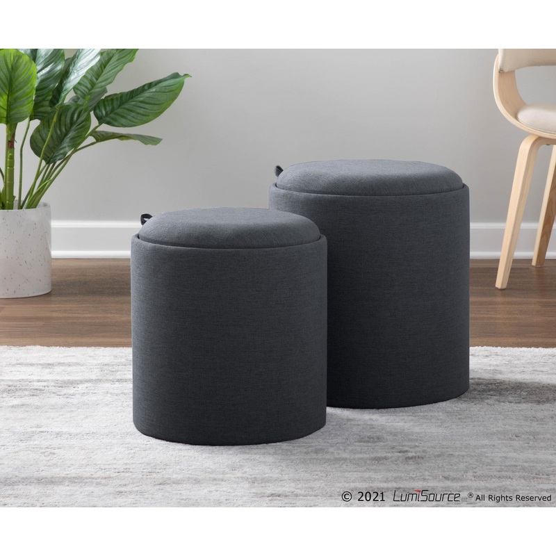 Tray Nesting Ottoman Set Charcoal By LumiSource