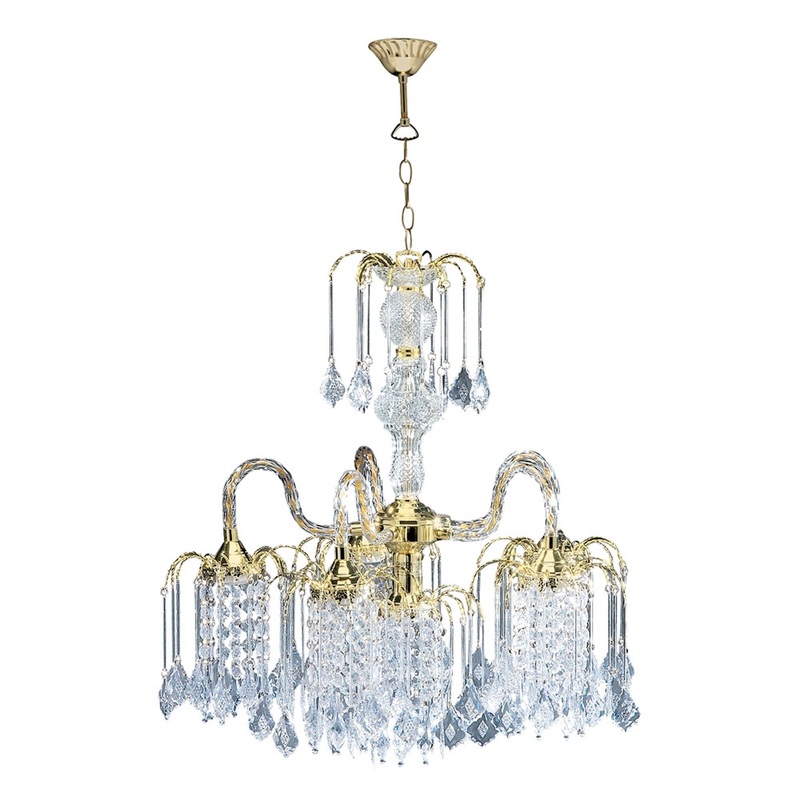 Two Tier Crystal and Gold Hanging Chandelier Light By Homeroots