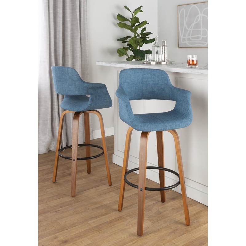 Vintage Flair 30" Fixed-Height Barstool - Set of 2 Blue  By LumiSource