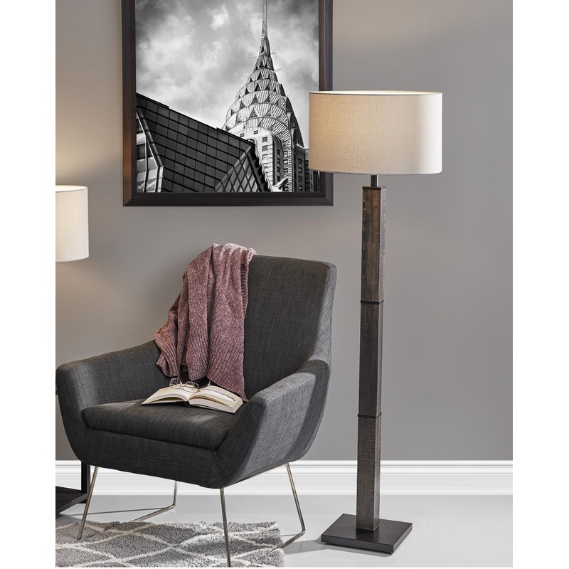 Black Wood Pillar Floor Lamp
