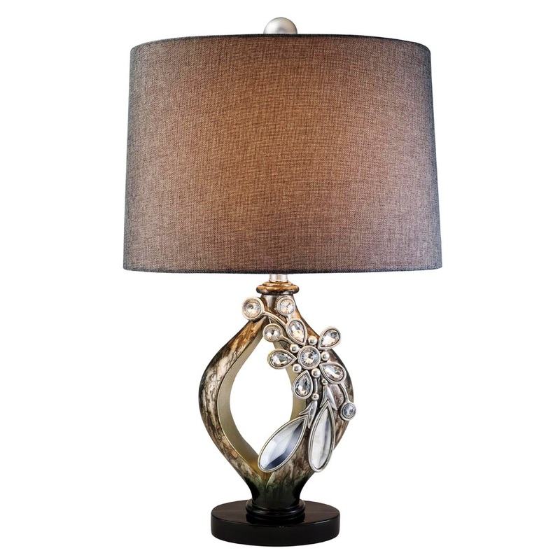 Brown and Gold Faux Crystal Glam Accent Table Lamp By Homeroots