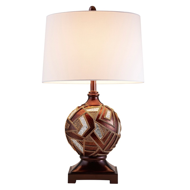 Brown Metallic Mosaic Design Table Lamp By Homeroots