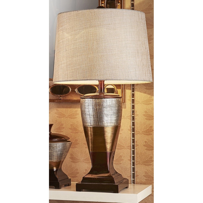 Exotic Brown and Gold Wide Stripe Table Lamp By Homeroots