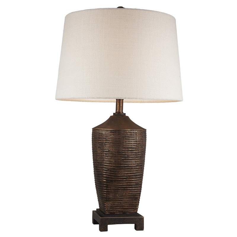 Fantastic Rustic Ribbed Bronze Table Lamp By Homeroots