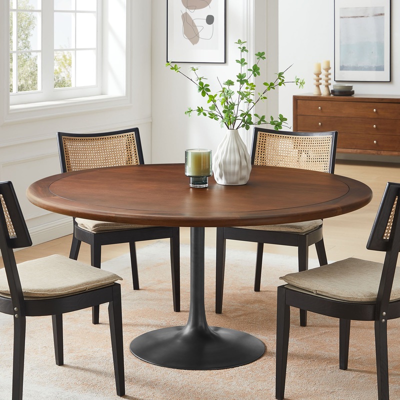 Lippa 60" Round Pedestal Solid Wood Dining Table by Modway
