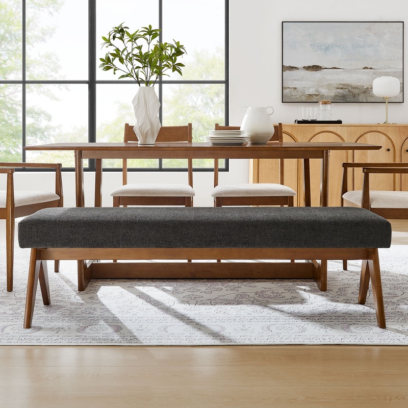 Lyra 63" Fabric Upholstered Bench by Modway