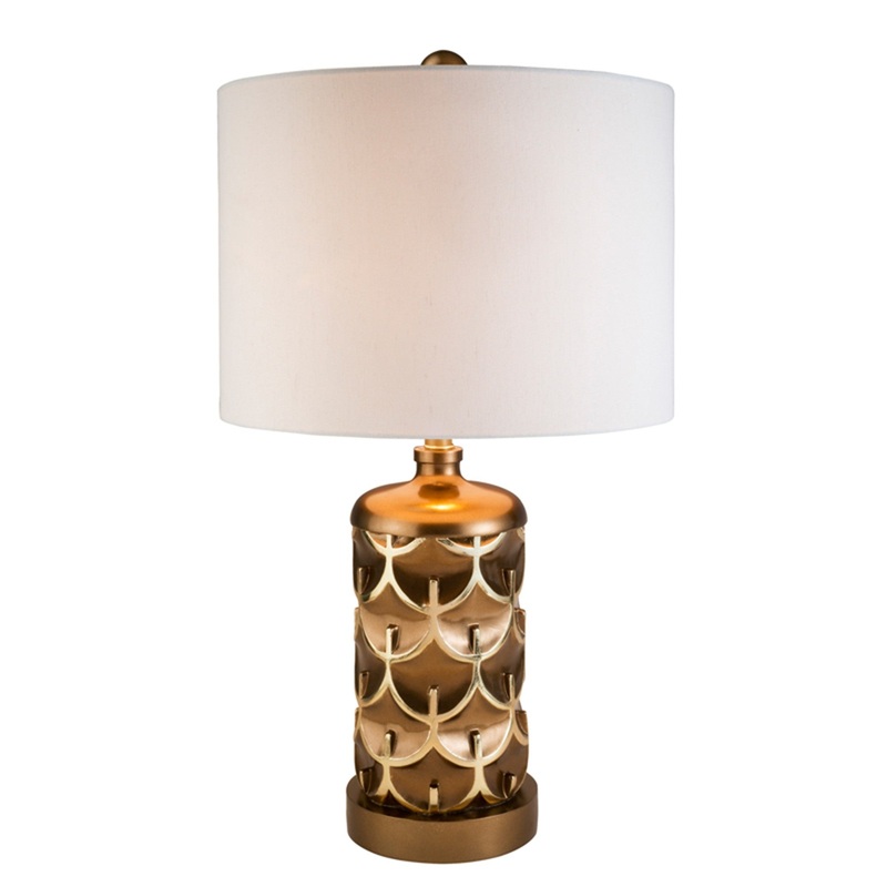 Magestic Brown and Gold Geo Table Lamp By Homeroots