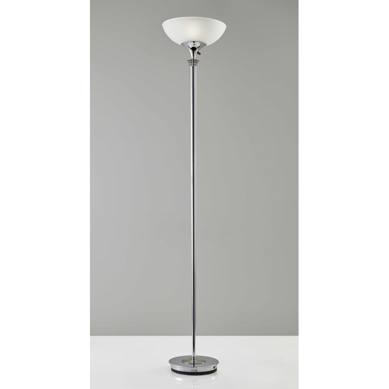 Modern Chrome Thick Pole Torchiere Floor Lamp