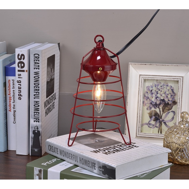Modern Red Lantern Design Table Lamp By Homeroots