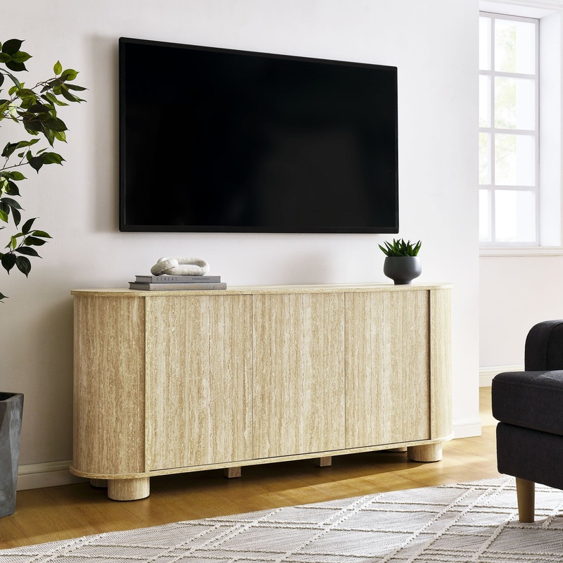 Overture 63 Oval Faux Travertine Sideboard by Modway