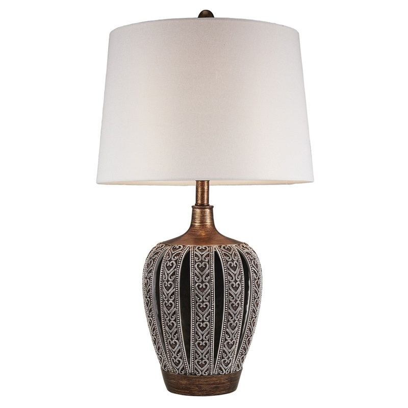Primo Tall Brown Table Lamp with White Lamp Shade By Homeroots
