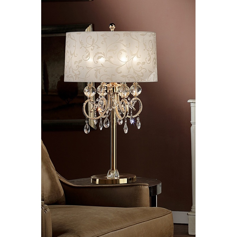 Stunning Brass Gold Finish Table Lamp with Crystal Accents By Homeroots