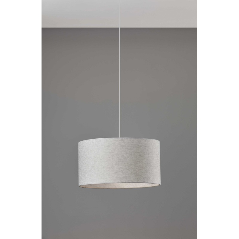 White Fabric Sleek Drum Pendant Lamp