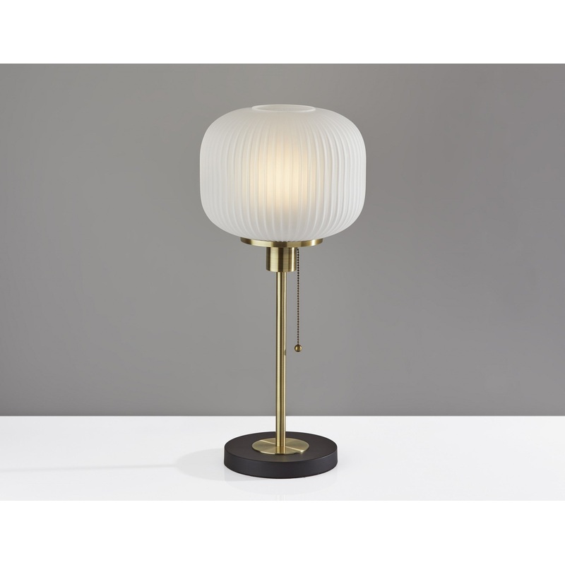 Antique Brass Striped Glass Glow Table Lamp By Homeroots