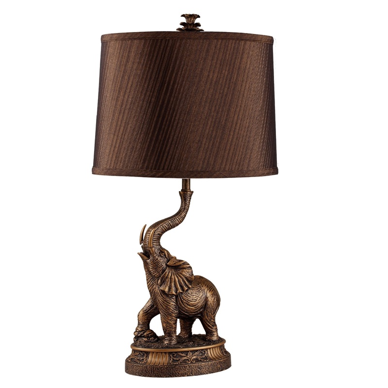 Antiqued Bronze Textured Elephant Table Lamp By Homeroots