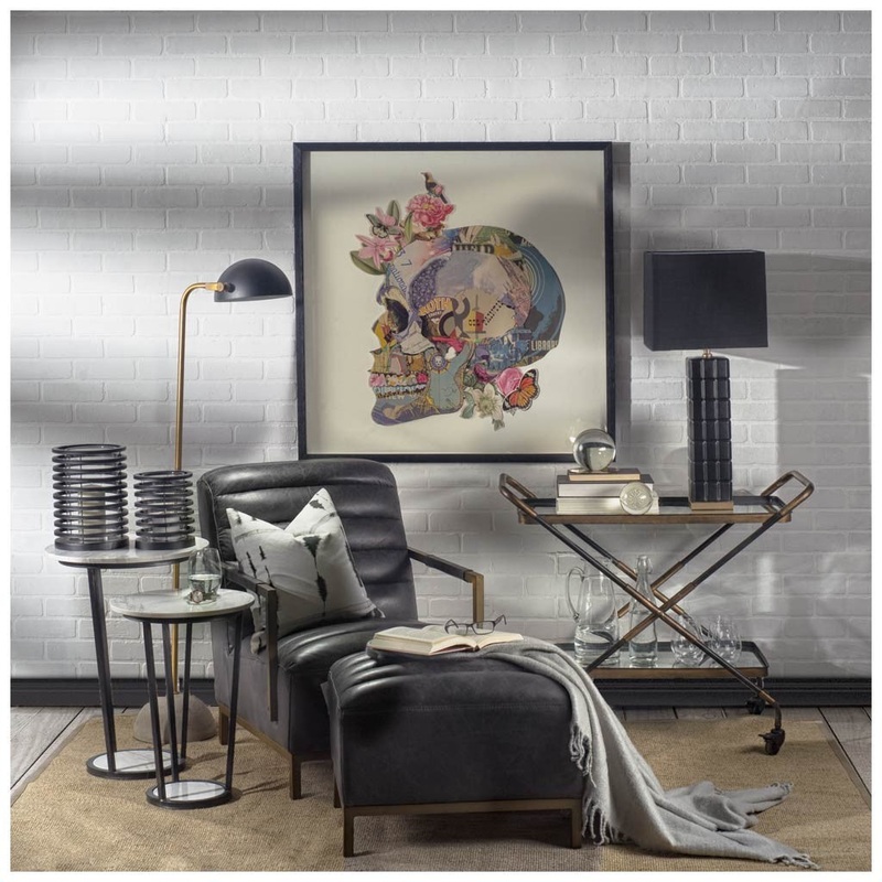Antiqued Gold Black and Concrete Floor Lamp By Homeroots