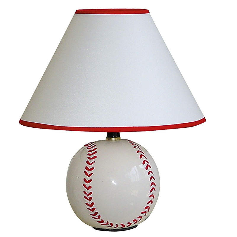 Baseball Shaped Table Lamp with White Shade By Homeroots