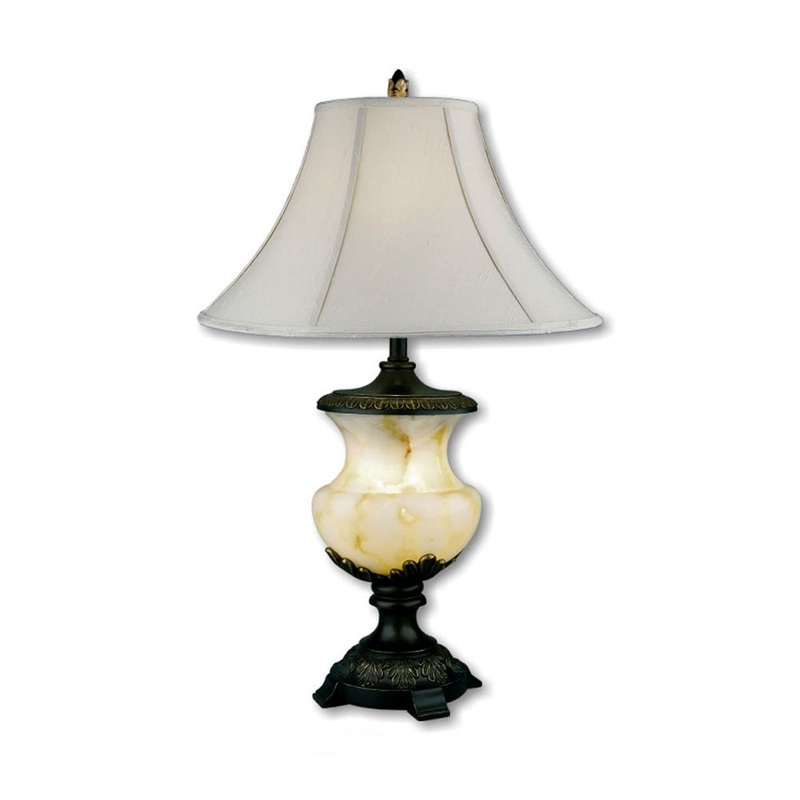 Black Metal and Alabaster Table Lamp By Homeroots