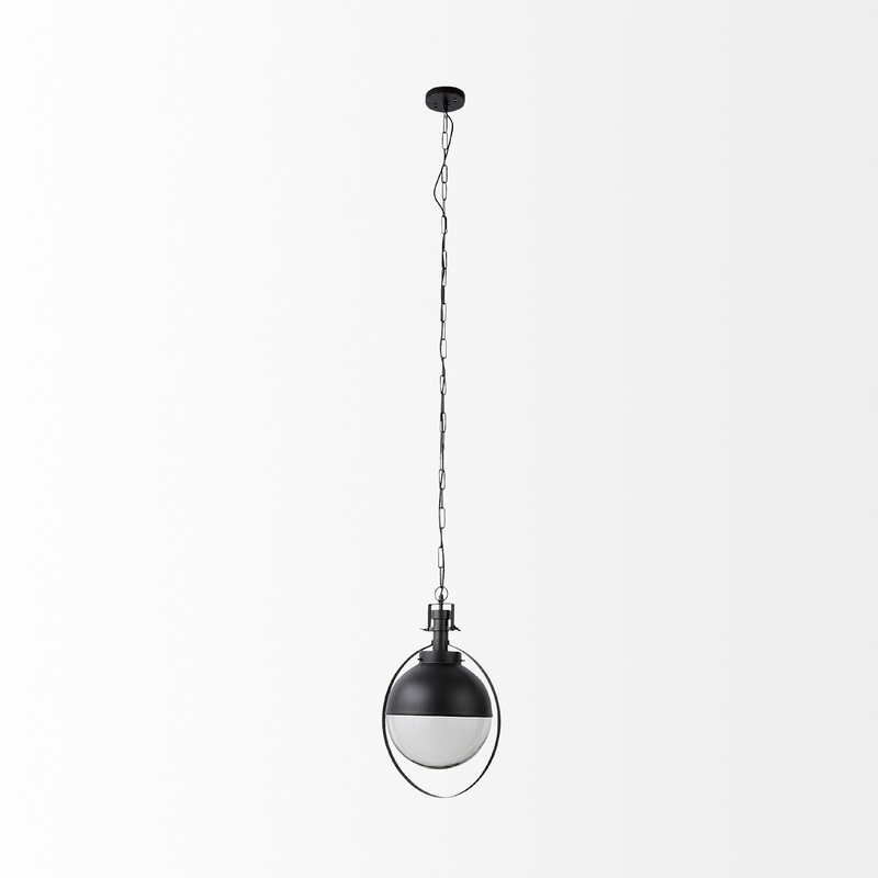 Black Metal Sphere Pendant Hanging Light By Homeroots