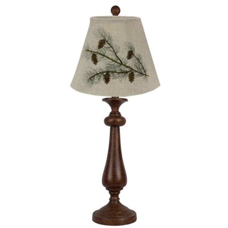 Brown Candlestick Forest Pinecone Tree Shade Table Lamp By Homeroots