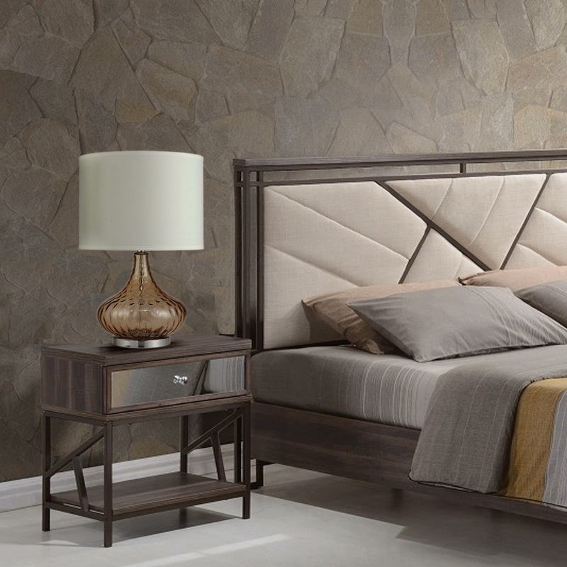 Brown Textured Glass Table Lamp By Homeroots