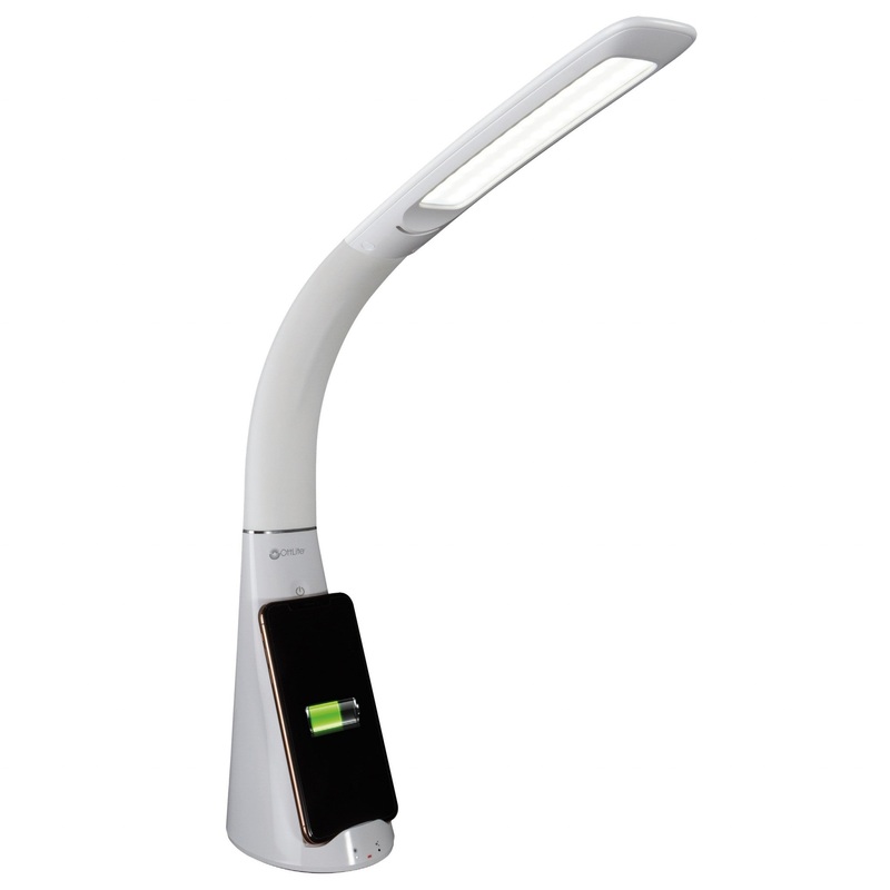 Contemporary White Sanitizing and Charging LED Desk Lamp By Homeroots