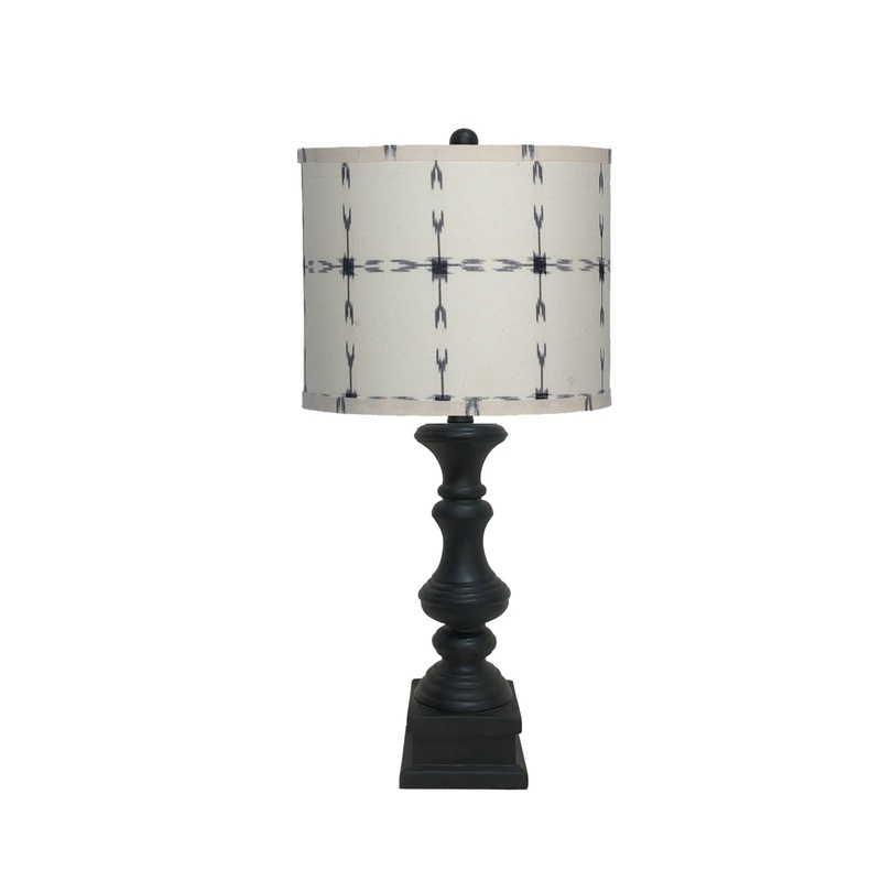 Distressed Black Beige Tribal Arrow Line Shade Table Lamp By Homeroots