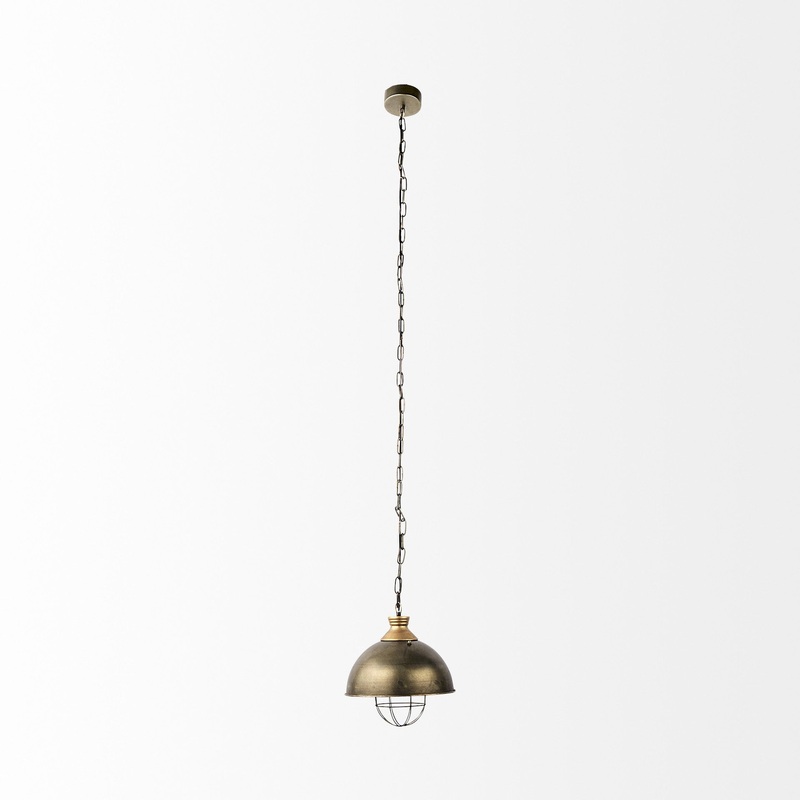 Distressed Bronze Metal Dome Hanging Light By Homeroots