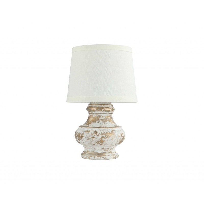 Distressed White and Gold Accent Lamp By Homeroots